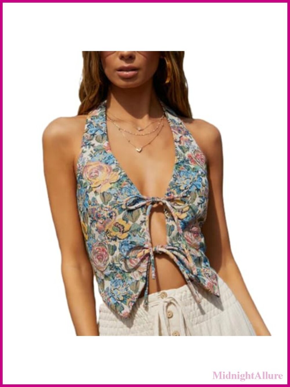 Tie Front Crop Tank Top Women Sleeveless Sheer Floral Lace Trim Y2K
